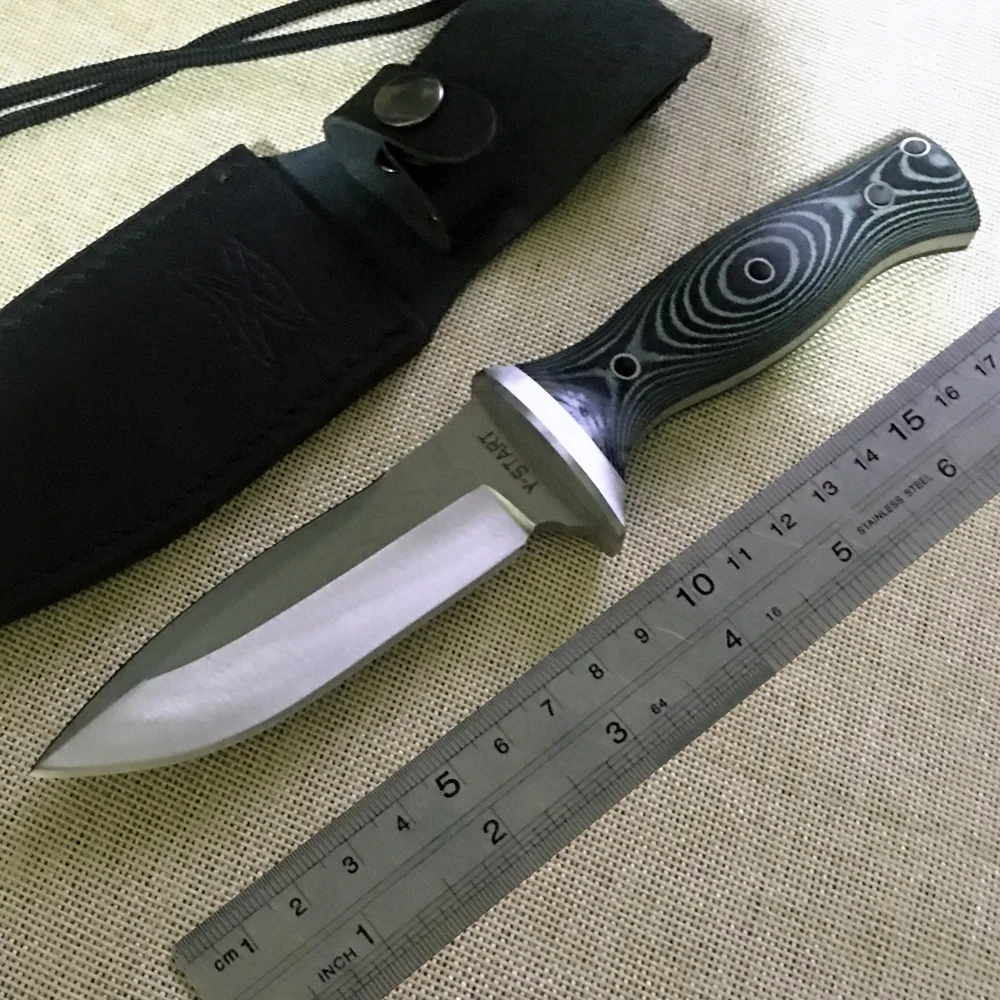 J&J AUS 8A steel Tactical Fixed blade Knife Hunting knife Micarta