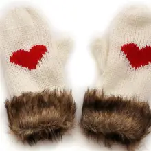 120 пар/лот женские модные вязаные из искусственного меха заботливые перчатки