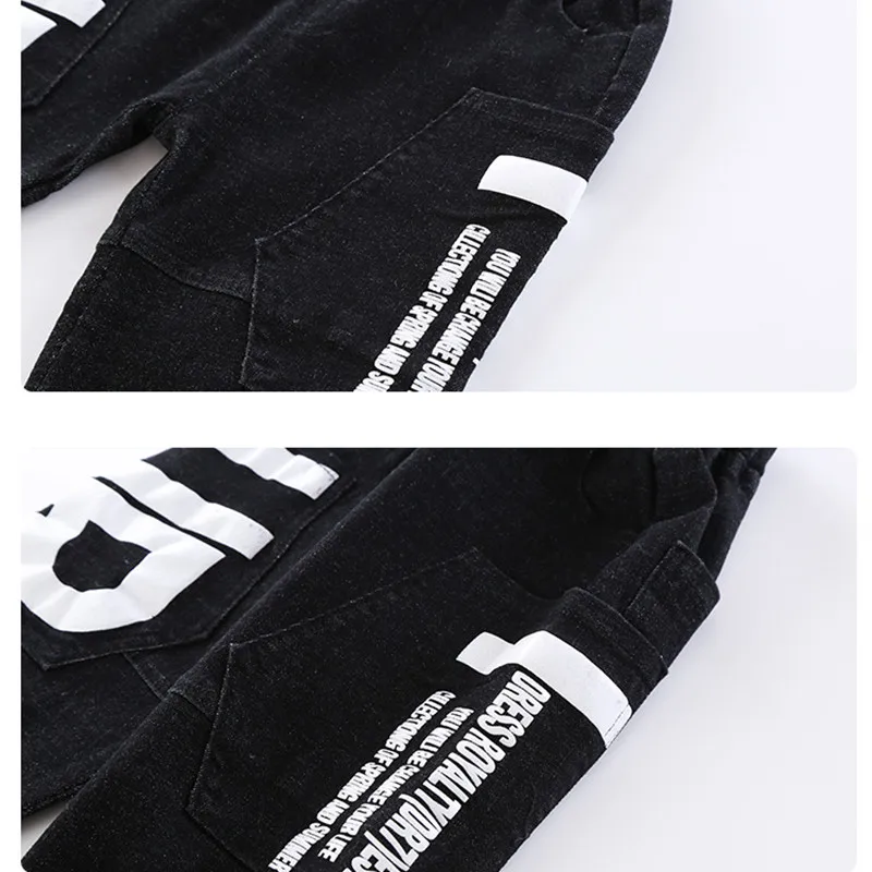 4 Jogger Boys Pants Kids Jeans Bebe Pantalones Fall & Winter Warm Jeans Denim Designed Letters Pants New Year