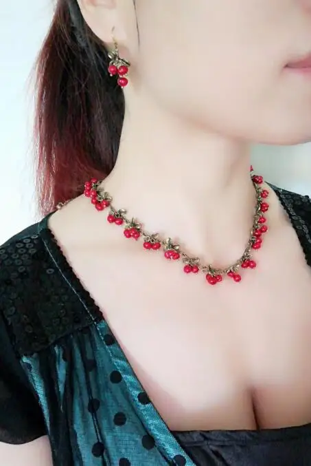 CSxjd новейший дизайн натуральный жемчуг Клюква ретро ожерелье металлическая цепочка элегантное женское ожерелье ювелирные изделия