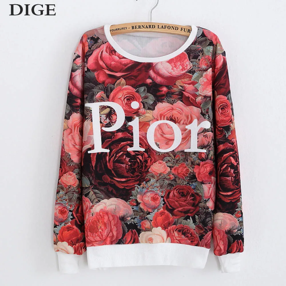 Sweater Fashion 2019 Women's Rose Printing Warm New Sweater Long Sleeve
Stretch Pure Sweater Top Fall Winter Pullove B0296