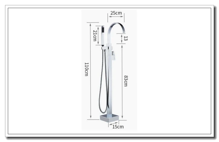 Ванна напольные смесители квадратный, для ванны кран яркий хром свободный стоящий кран для ванны Горячий Холодный с ручной душ ELB90