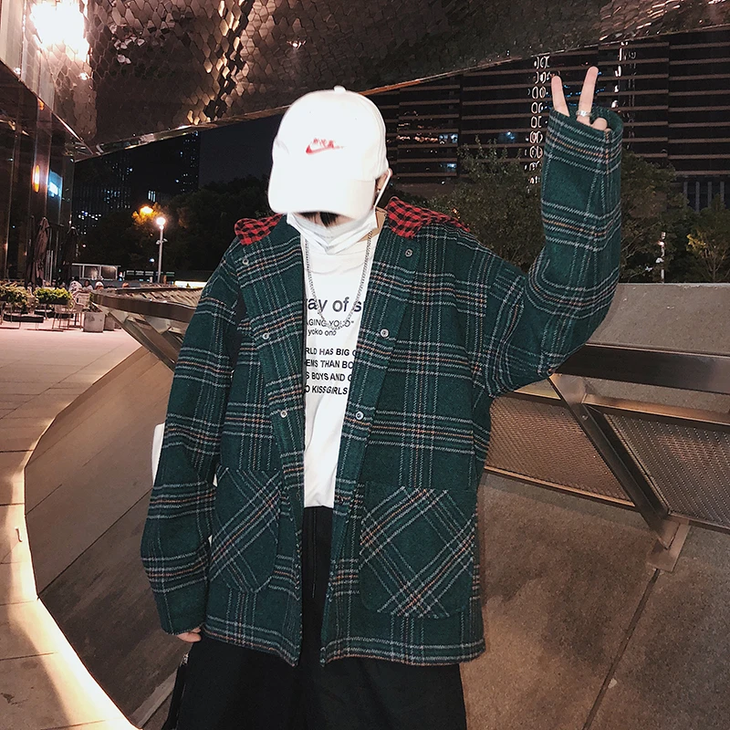 2018 Japanese Men's Streetwear Brand Jacket Fashion Coats Woolen Blends Loose Grey/red/green Color Windbreaker Big Size M-5XL 2018 Japanese Men's Streetwear Brand Jacket Fashion Coats Woolen Blends Loose Grey/red/green Color Windbreaker Big Size M-5XL