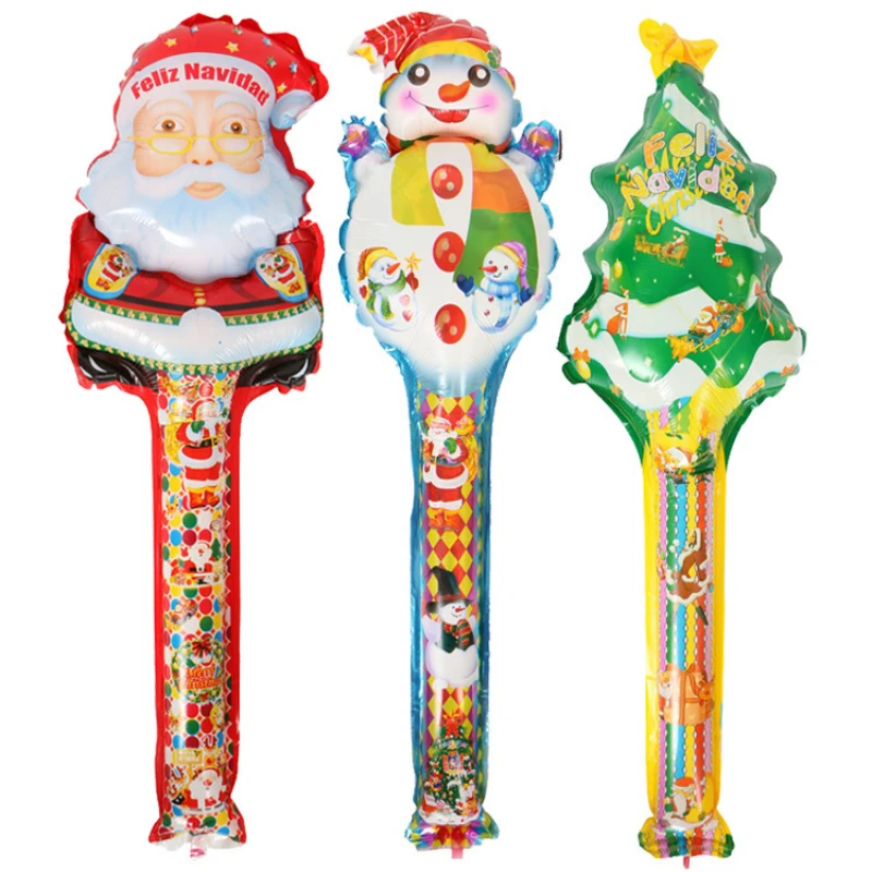 20Pcs /set Christmas Aluminum Foil Balloon Blow Stick Pat Stick Foil