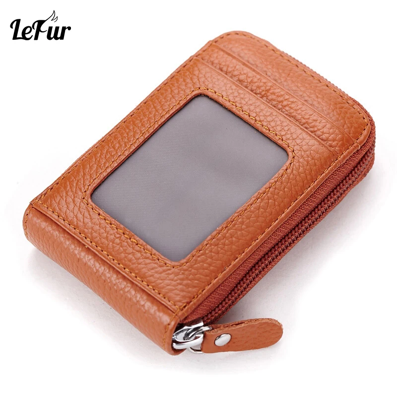 

LEFUR Men Genuine Leather Wallet Card Holder Female High Quality Purse Small Mini Women Wallets Fashion Card Bag carteira