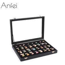 ANFEI шкатулка кольцо отображения окна аксессуары получать box Кольца Серьги Стад Серьги Организатор A27