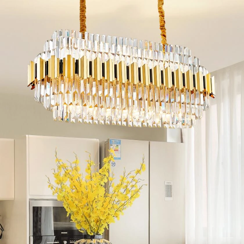 

LED luxury crystal chandelier stainless steel living room lamp designer hotel k9 crystal lustre chandelier