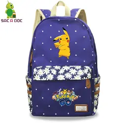 SAC A DOC полотняные, в элегантном стиле рюкзаки Покемон узор дизайн школьный рюкзак для девочек женские книжные сумки подростковые Цветочные