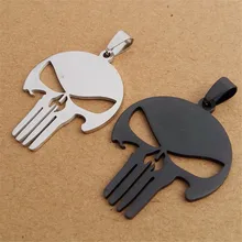 ER Punk Movie Punisher Dark Knight Necklace Black Titanium Superhero Skull Pendant for Men Cheap Marvel Jewelry PN014