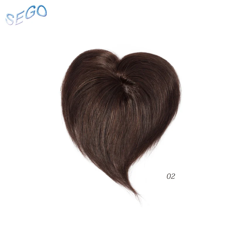 2 # SEGO 6 дюймов 7*8 моно и ПУ прямые волосы Топпер парик для женщин чистый цвет волос с 2 клипсами не Реми волос штук - Парик Цвет: 2 #