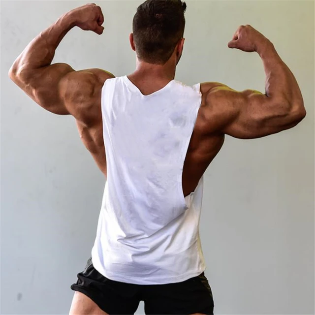 New Men's Cut Off Sleeveless shirt Gyms Stringer Vest Blank Workout