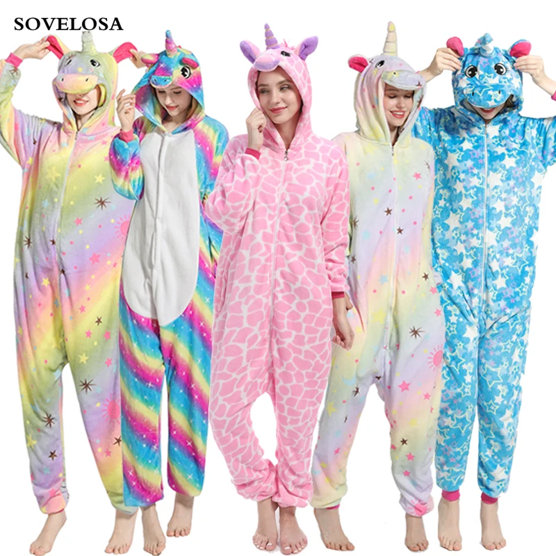 

Kigurumi Pajamas For Women Adults Winter Flannel Cartoon Cosplay Jumpsuit Animal Onesie Unicorn Sleepwear Stich Pijama Unicornio