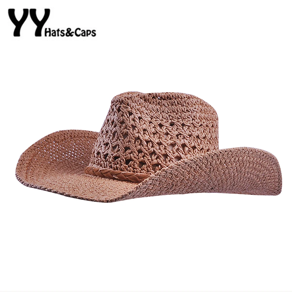 

Handmade Straw Hats for Men Summer Sunhats High Quality Cowboy Cap for Women Beach Sun UV Caps Travel Hats CowboyYY60268