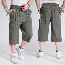 Мужские летние свободные шорты с эластичной резинкой на талии, Короткие штаны большого размера, новые мужские рабочие шорты, комбинезоны, короткие штаны, Размер 6XL