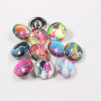 

Snap Button 18mm Trolls Snap Button Jewelry Cartoon Charms For Glass Snap Button Bracelets 12pcs