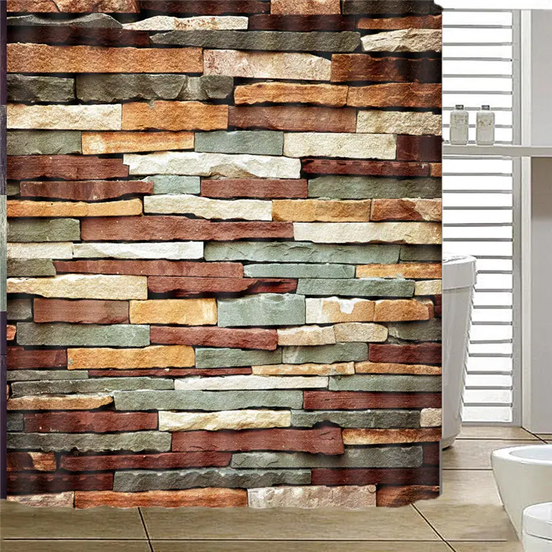 Colorful Bricks Waterproof Shower Curtains Bathroom Creative Polyester Bath Curtain bathroom curtain Drop Shipping AP19