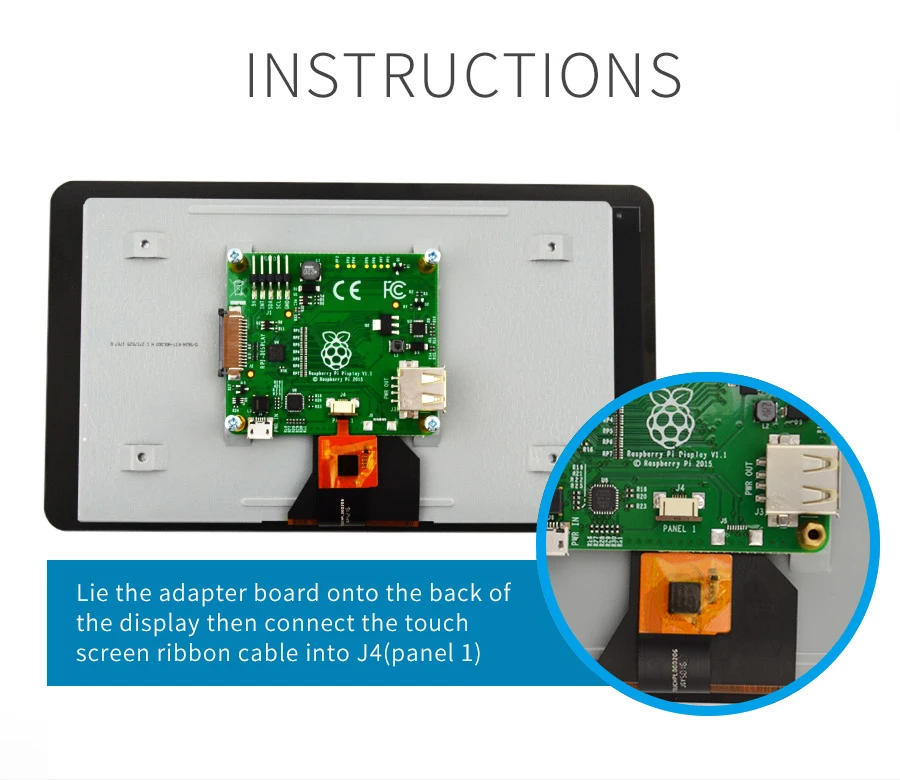 Официальный Raspberry Pi 7 дюймов TFT LCD сенсорный экран монитор дисплей 800*480 комплект