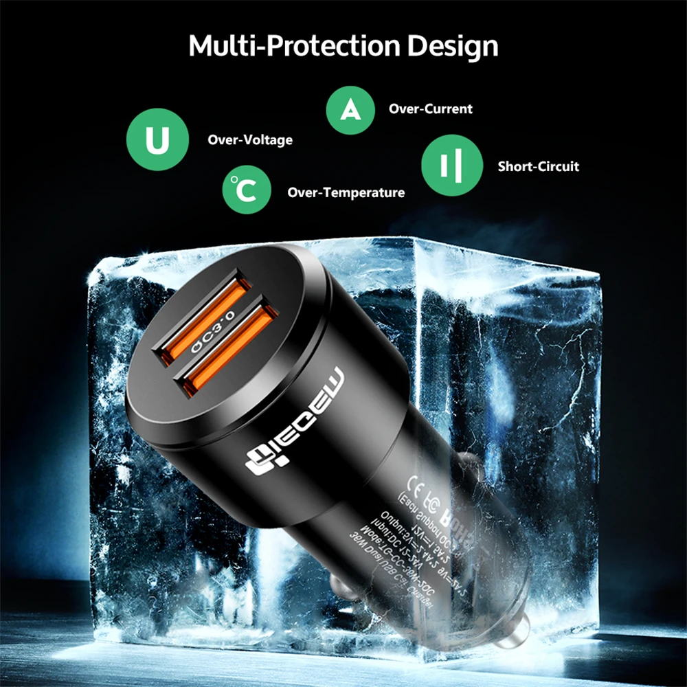 TIEGEM سيارة شاحن يو اس بي سريعة تهمة 3.0 الهاتف المحمول شاحن المزدوج USB سريع QC 3.0 سيارة شاحن سامسونج Xiaomi شاحن 36 W