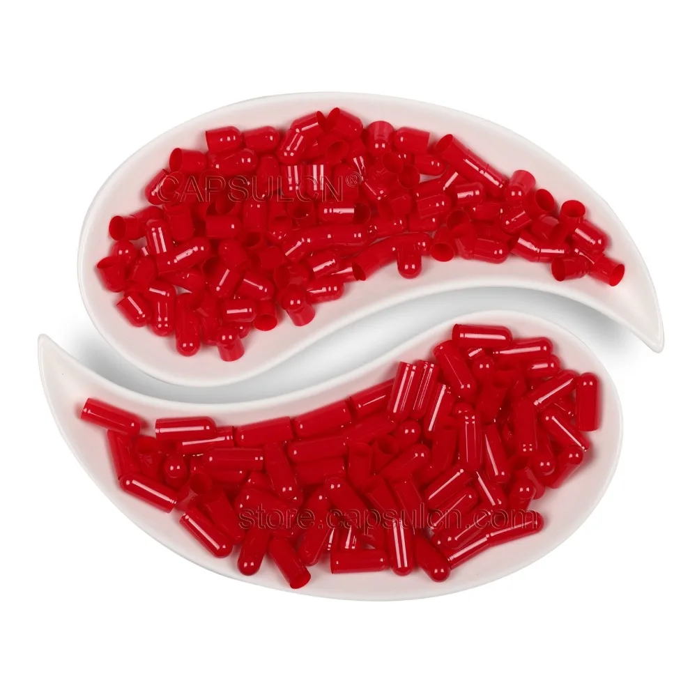 

Size 5 (5000 Pieces / Carton) Red gelatin empty separated capsules (open or closed capsules available)