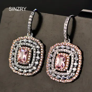 

Sinzry Luxury jewelry accessory cubic zirconia flash crystal hollow vintage party earrings trendy lady CZ drop earrings