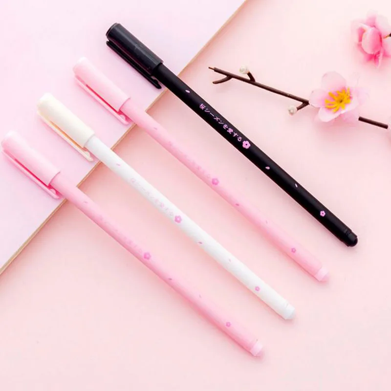 

3 Pcs Kawaii Cherry Blossoms Lovely Fresh Gel Pen Signature Pen Escolar Papelaria School Office Supply Student Gift