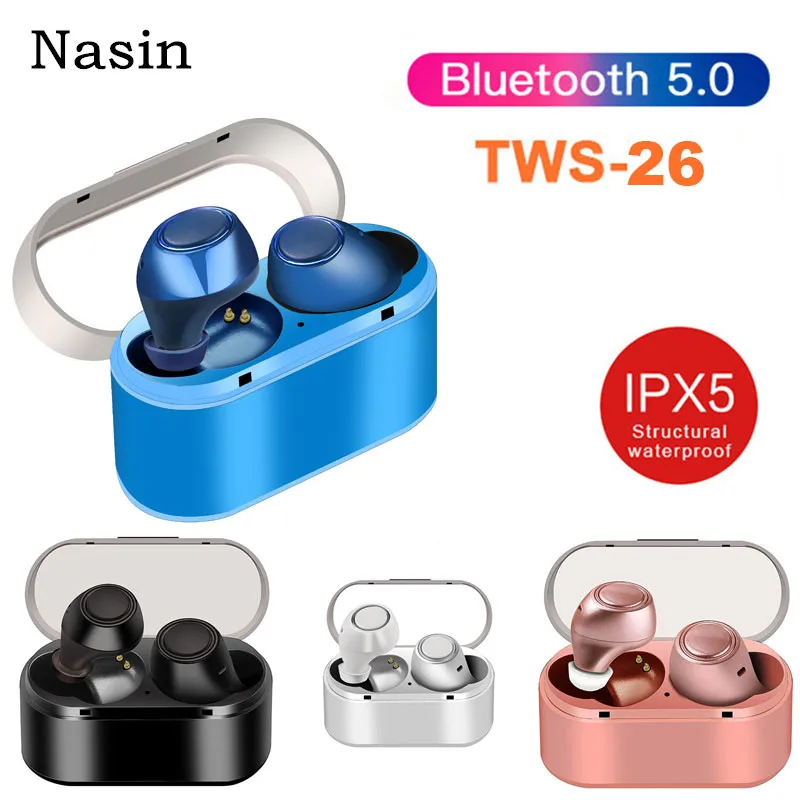 Nasin, новинка, TWS26, Мини, Bluetooth 5,0, наушники, в уши, беспроводная гарнитура, стерео, наушники, Спортивная гарнитура с микрофоном для Xiaomi huawei