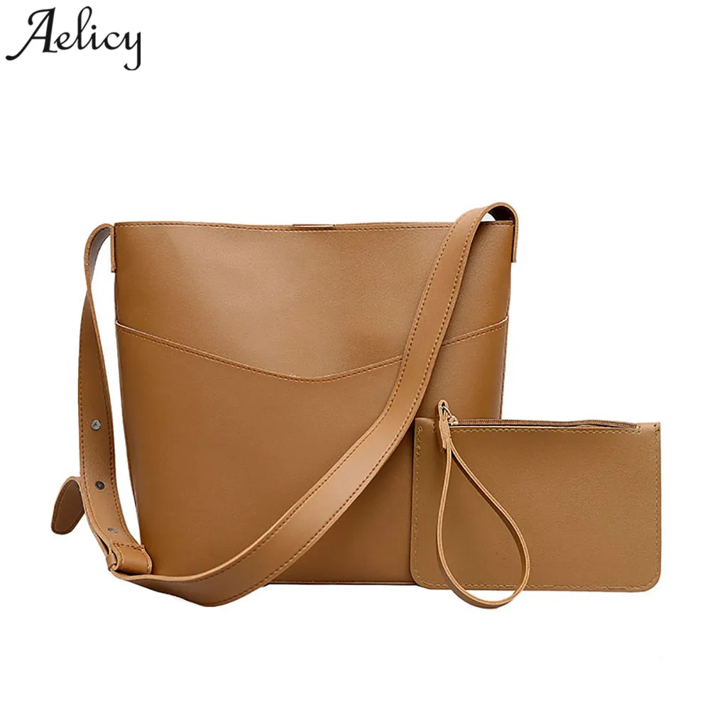 

Aelicy Women Shoulder Bag Fashion leather girls Bucket Handbag Ladies Messenger Bag+cluch bag Totes bolsa feminina drop ship