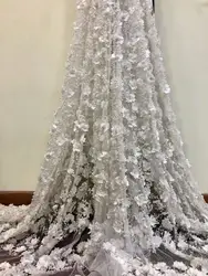 Новое поступление beautifical 2018 Нигерии кружевной ткани, 3D цветок Французский Чистая кружево, высокое качество швейцарской кружевной ткани ZLN06