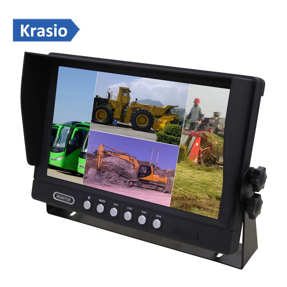 

9 Inch 4 Split Quad LCD Screen Display Color Rear View Car Monitor for Truck Bus Reversing Camera 4 PIN Aviation DC12-24V 4CH