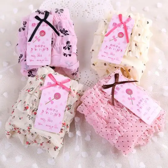 Free shipping 5pcs/lots Women's cotton panties Factory single lace panties briefs lace underwear sexy Cute Girl briefs C010