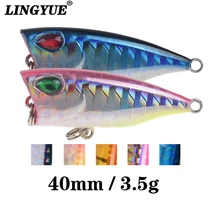 Lingyue iscas de pesca poper duras para água, 1 peça, 4cm/3.6g, para pesca maleável ganchos de pesca equipamento de pesca