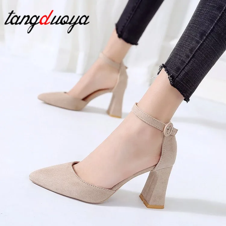 

Lady Shoes High Heels Autumn Flock Pointed Sandals Sexy High Heels Shoes Women Sandals Womens Shoeszapatos mujer 2019 taco 8 cm