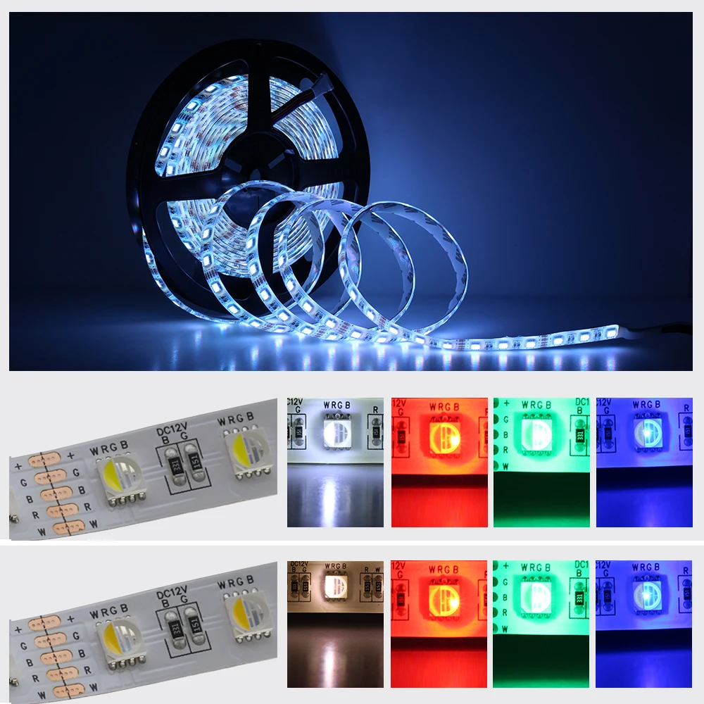 4 в 1 RGBW Светодиодная лента 5050 DC12V гибкий светодиодный светильник RGB+ белый/RGB+ теплый белый 4 цвета в 1 светодиодный чип 60 Светодиодный s/m 5 м/лот