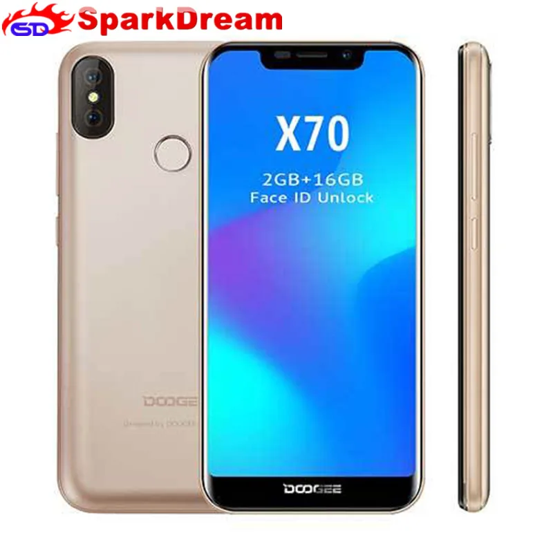 DOOGEE X70 смартфон с 19:9 лица MTK6580 четырехъядерный процессор 2 Гб ОЗУ 16 ПЗУ Android 8 1