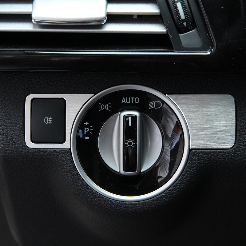 Aluminium Alloy Car Headlight Switch Cover Trim Sticker For Mercedes Benz A/B/C/E Class GLK/GL