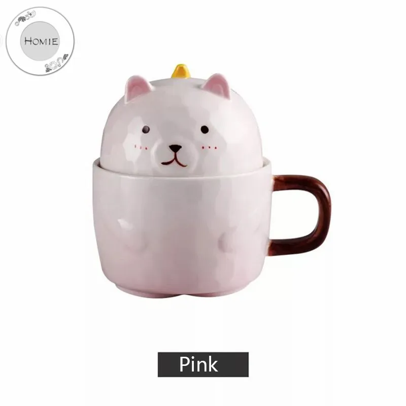 HOMIE lovely Cartoon bear Cup Coffee Mug Large  With lid Mugs creative Drinkware Tea milk Cup Afternoon ceramics Office home14