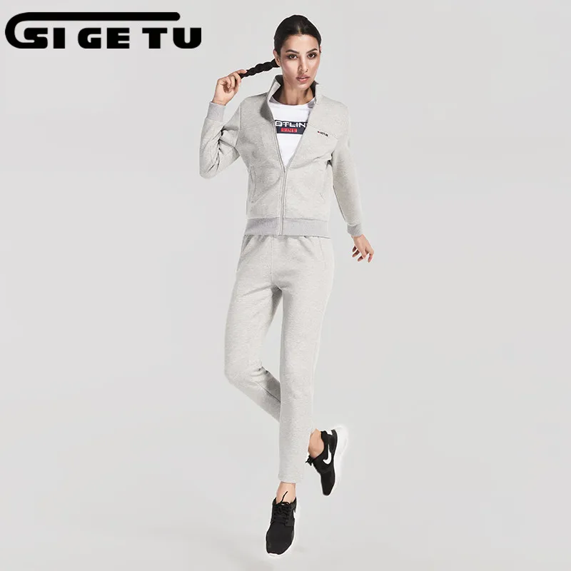 

3 piece Spring and autumn winter Cotton type women sport suit running Quick to dry sportswear running thickened top jersey