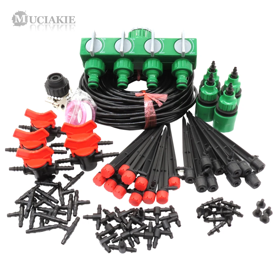 

MUCIAKIE 25M to 5M Garden Irrigation Watering Kits 4/7mm Tubing Hose Splitter Quick Connecter Sprinkler Tee Garden System