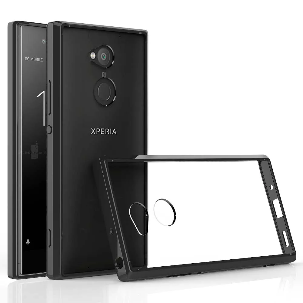 

For Coque Sony Xperia XA2 Case 5.2" Clear Acrylic Hard Back Case on For Funda Sony Xperia XA2 Cover Soft TPU Bumper H3113 H4113