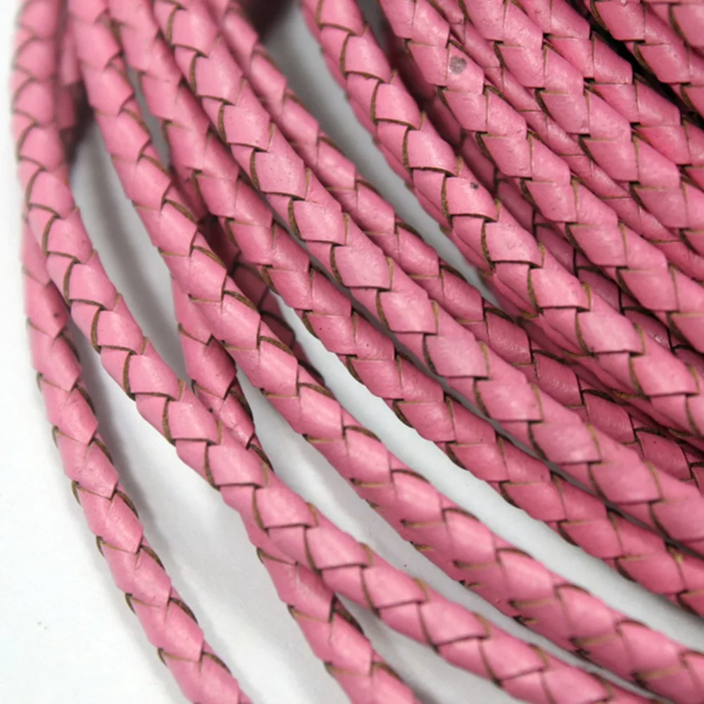 US SELLER-2 yard jewelry finding DIY Hot pink color braided faux leather cord