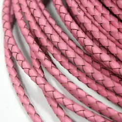 1 ярд 4 мм Диаметр Круглый Розовый Плетеный Боло Кожаный ремешок, 4 мм плетеная тесьма кожаный шнур для браслета ювелирный ремешок сумка DIY