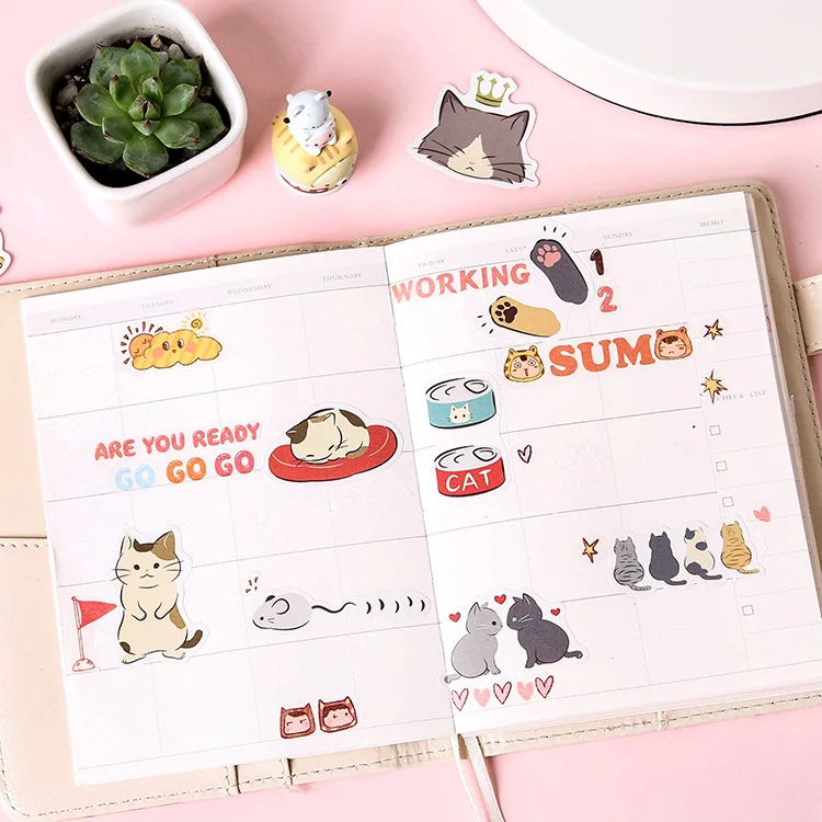 AAGU 45PCS/Lot Lovely Cat Scrapbooking Stickers Christmas Box Package Bullet Journal Stickers Stationery Custom Sticker Pack