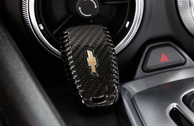 QHCP, 2 цвета, чехол для ключей из углеродного волокна, декоративные ракушки, защитная накладка для Chevrolet Camaro