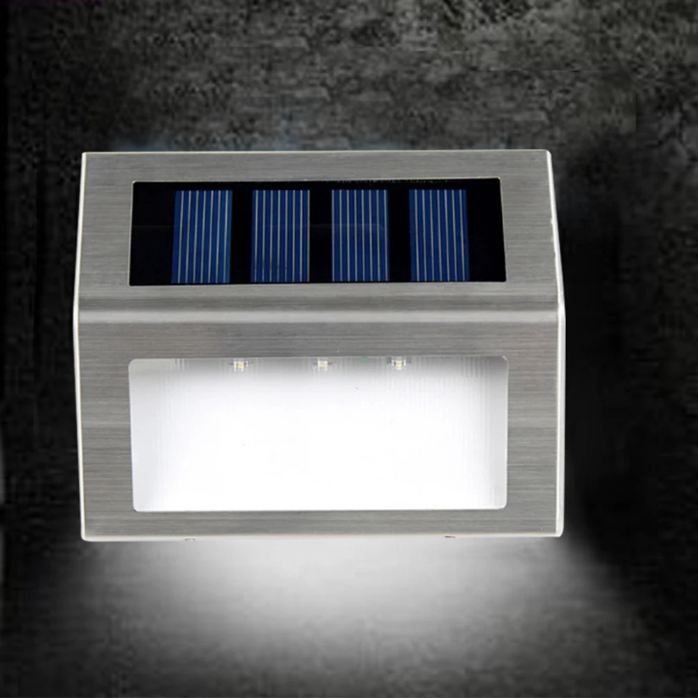 1PC 2PCS 4PCS LED Solar Light Stainless Steel 3LED IP65 Waterproof Solar Wall Lamp Outdoor Courtyard Pathway Fence Lighting