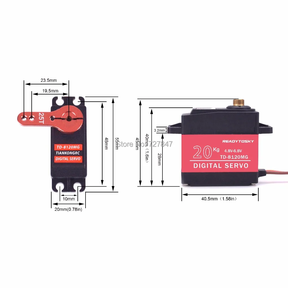 Servo RC 30KG 35KG avec bras 25T pour robot voiture bateau