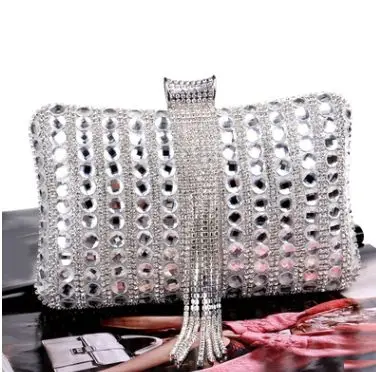 Silver party handbag Новая кисточка бисером Для женщин вечерние сумки с бриллиантами сумка-мессенджер с цепочкой; Модная женская сумочка со стразами Свадебная вечеринка Сумочка-клатч - Цвет: Silver party handbag