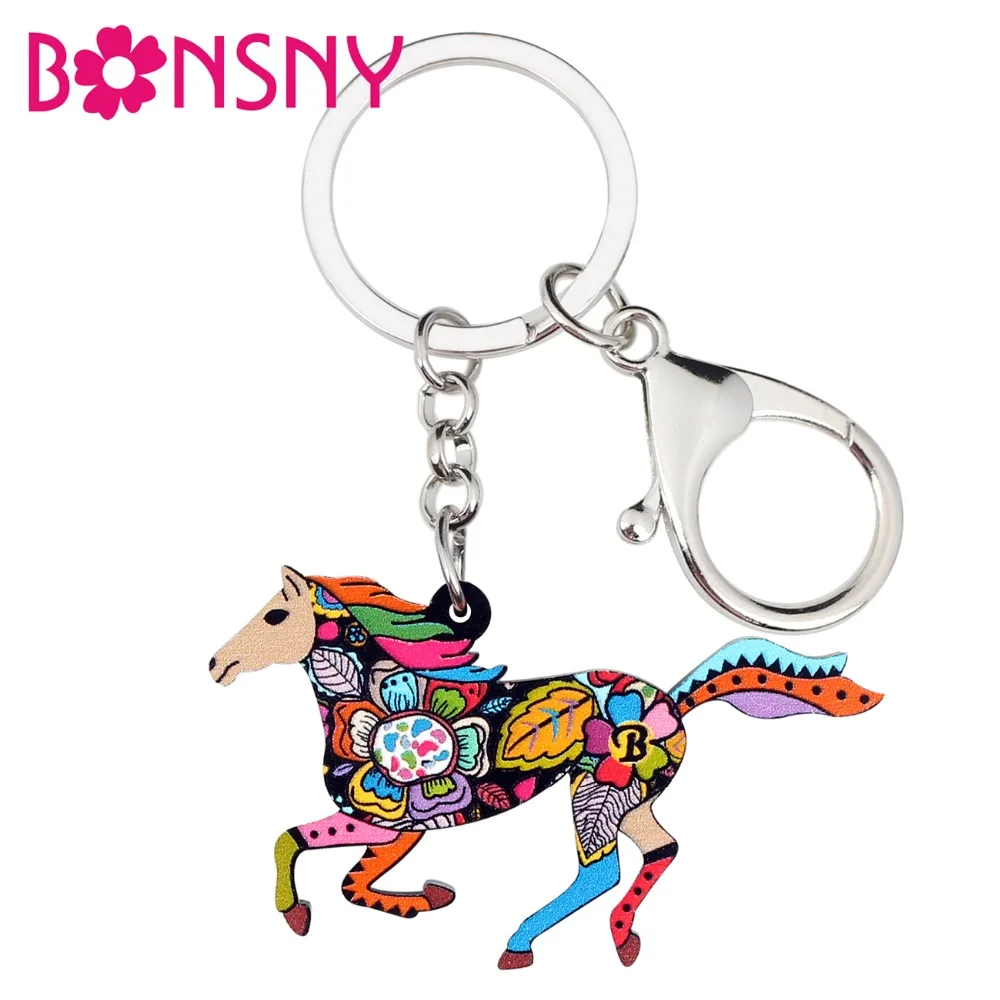 Женские акриловые брелки Bonsny элегантные для бега с лошадью новые ювелирные