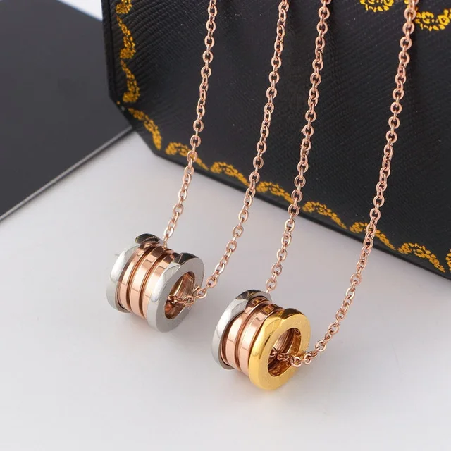 

316L Titanium Steel Brand 3 Mix color spring necklace women fashion couple Lovers logo Silver rose necklaces making