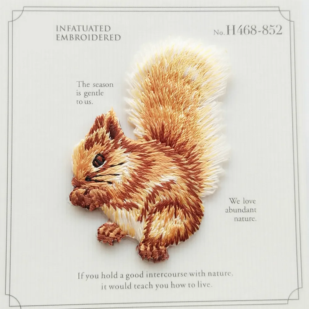 

1pc Squirrel Applique Embroidered Iron on Cute Animal Patches For Clothes Bag Sticker Diy Craft Repair Decoration High Quality