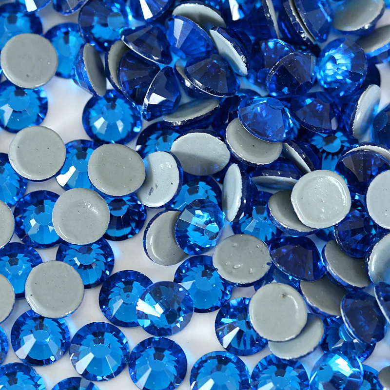 

AAAAA Quality Hot Fix Rhinestone Ca-pri Blue ss6 ss10 ss16 ss20 ss30 HotFix Rhinestones Iron On Strass Y0572